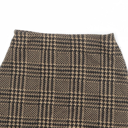 New Look Womens Black Geometric Polyester A-Line Skirt Size 6 - Houndstooth pattern
