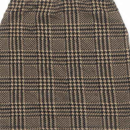 New Look Womens Black Geometric Polyester A-Line Skirt Size 6 - Houndstooth pattern