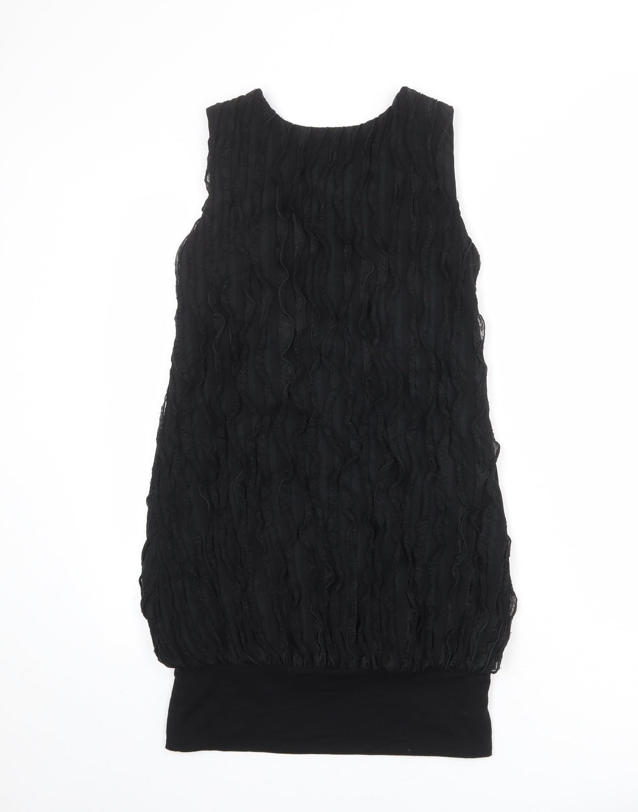 AX Paris Womens Black Polyester Tank Dress Size 8 Boat Neck Pullover - Textured