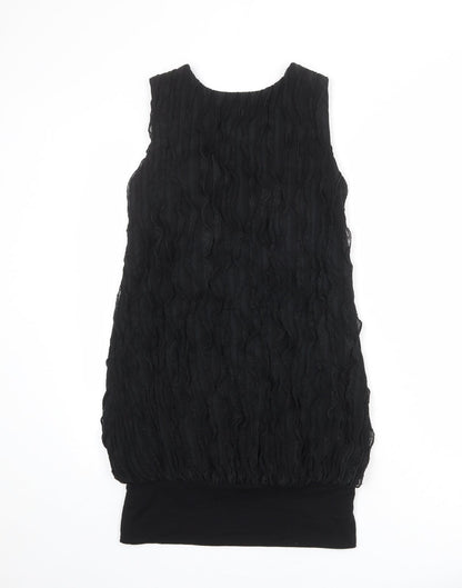AX Paris Womens Black Polyester Tank Dress Size 8 Boat Neck Pullover - Textured