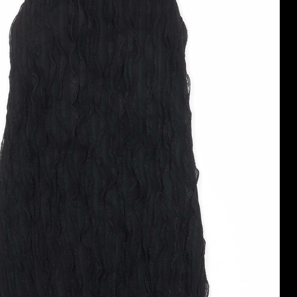 AX Paris Womens Black Polyester Tank Dress Size 8 Boat Neck Pullover - Textured