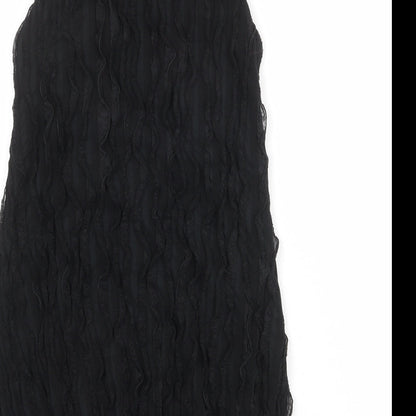 AX Paris Womens Black Polyester Tank Dress Size 8 Boat Neck Pullover - Textured