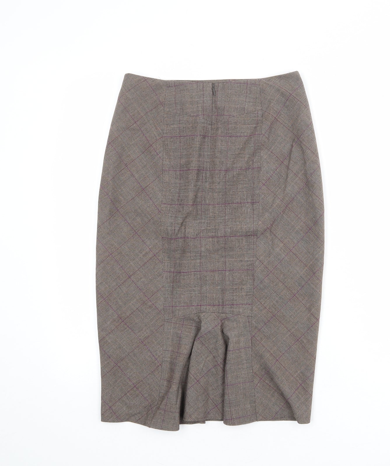 NEXT Womens Brown Plaid Polyester Straight & Pencil Skirt Size 6 Zip