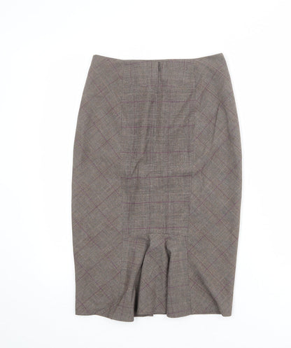 NEXT Womens Brown Plaid Polyester Straight & Pencil Skirt Size 6 Zip