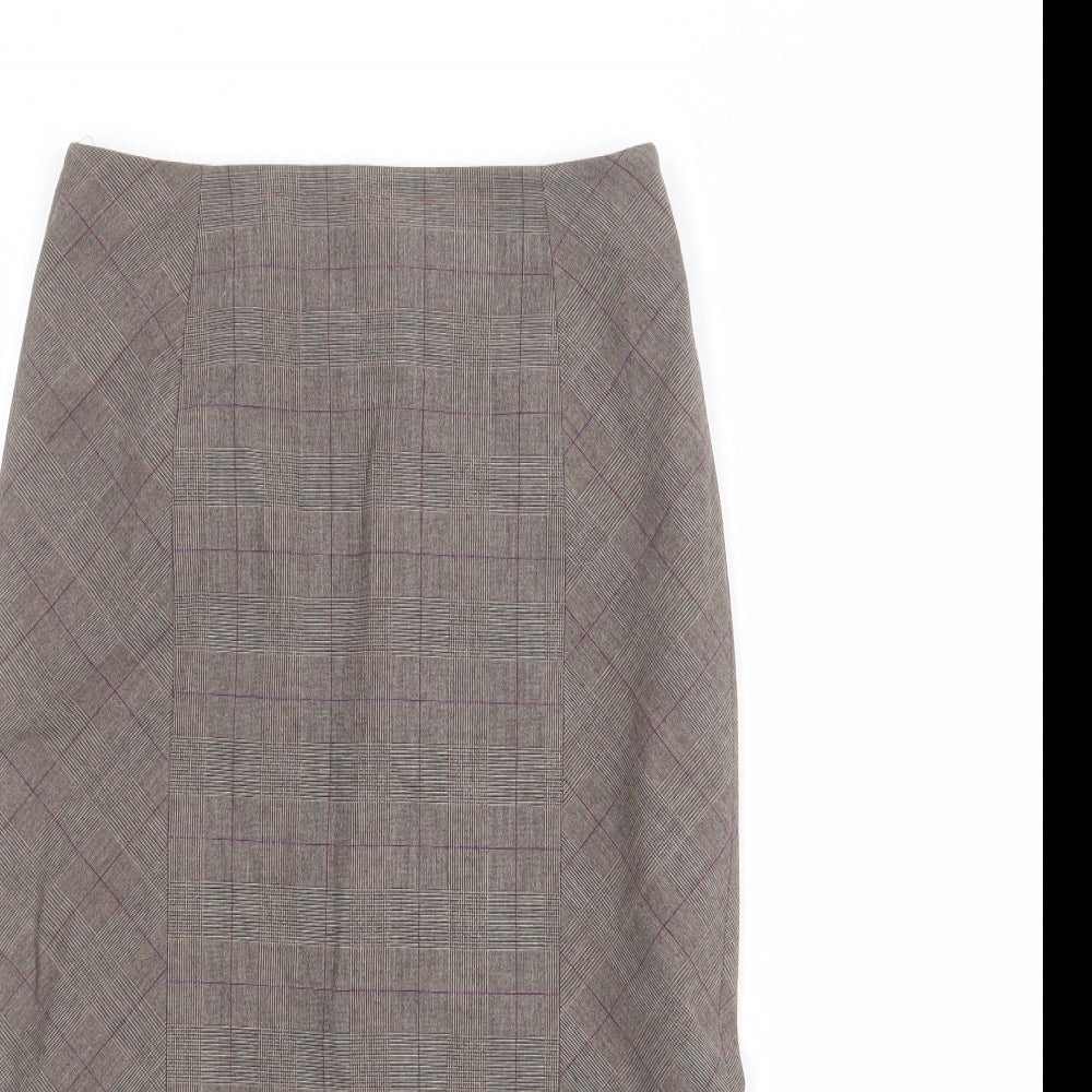 NEXT Womens Brown Plaid Polyester Straight & Pencil Skirt Size 6 Zip