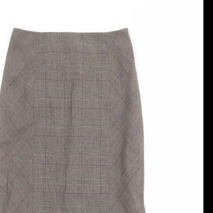 NEXT Womens Brown Plaid Polyester Straight & Pencil Skirt Size 6 Zip