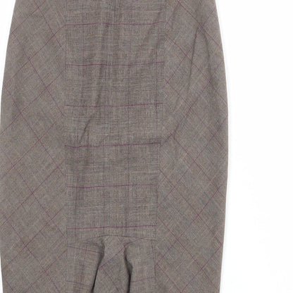 NEXT Womens Brown Plaid Polyester Straight & Pencil Skirt Size 6 Zip