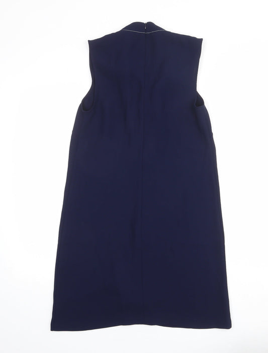 Limited Edition Womens Blue Polyester Tank Dress Size 8 Round Neck Zip