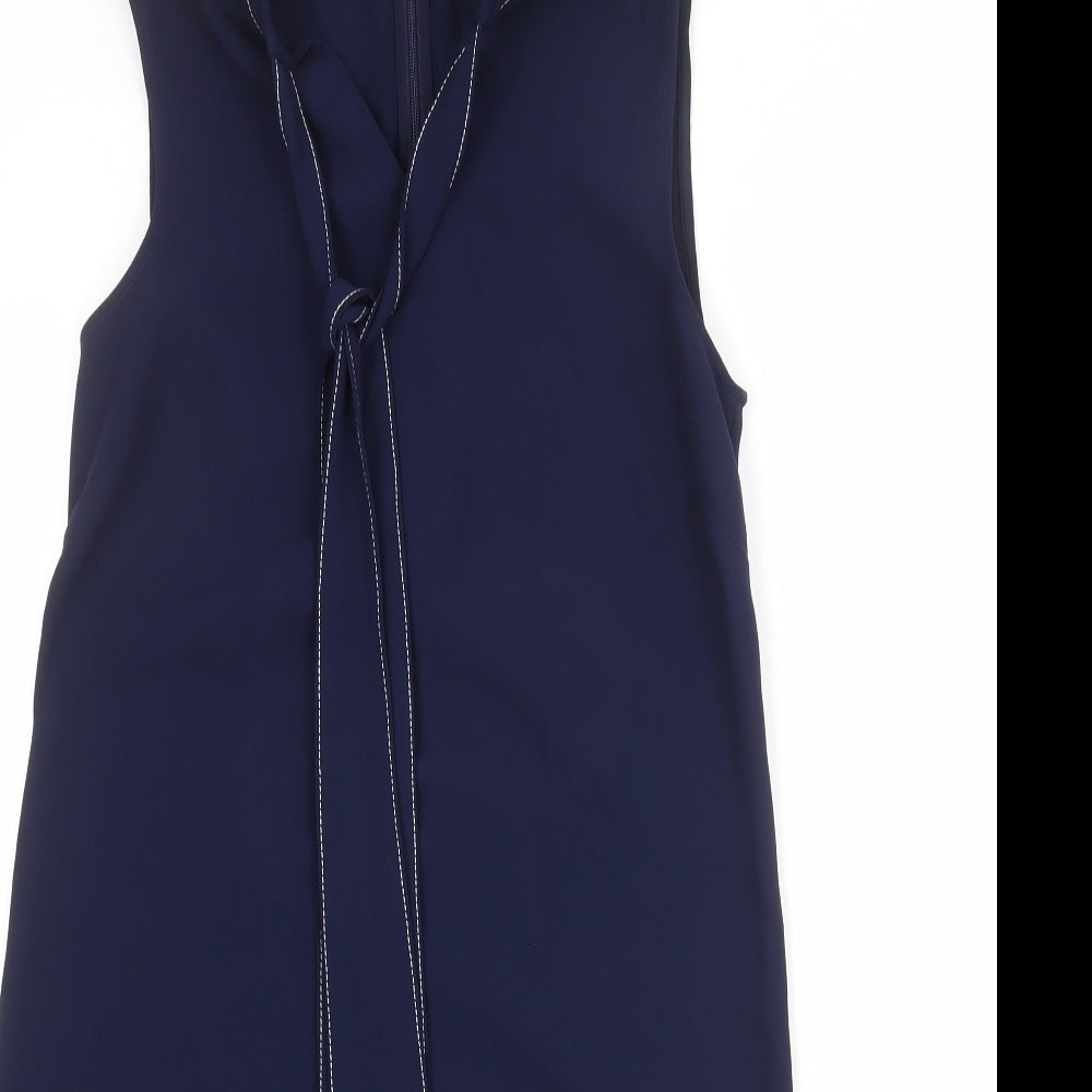 Limited Edition Womens Blue Polyester Tank Dress Size 8 Round Neck Zip
