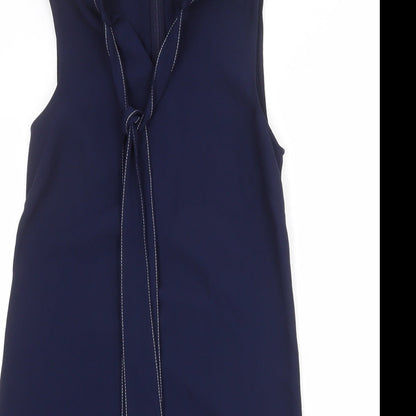 Limited Edition Womens Blue Polyester Tank Dress Size 8 Round Neck Zip