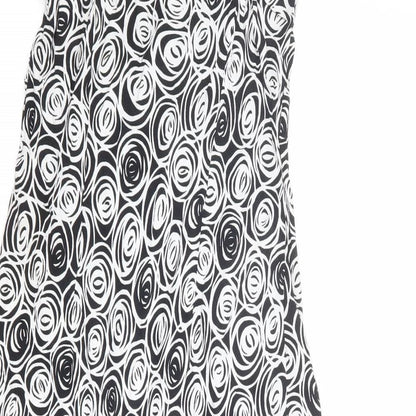 Bonmarché Womens Black Geometric Viscose A-Line Size 12 Round Neck Pullover