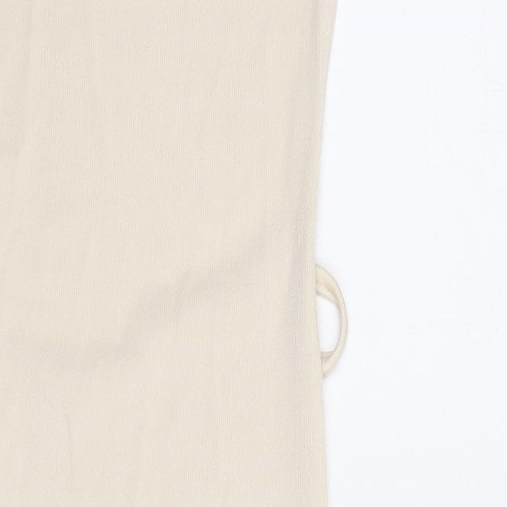 PRETTYLITTLETHING Womens Beige Polyester Maxi Size 8 Round Neck Pullover