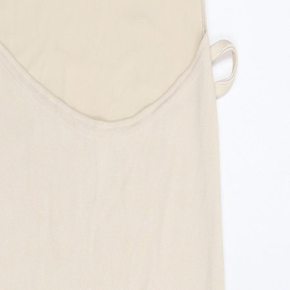 PRETTYLITTLETHING Womens Beige Polyester Maxi Size 8 Round Neck Pullover