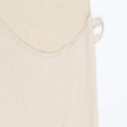 PRETTYLITTLETHING Womens Beige Polyester Maxi Size 8 Round Neck Pullover
