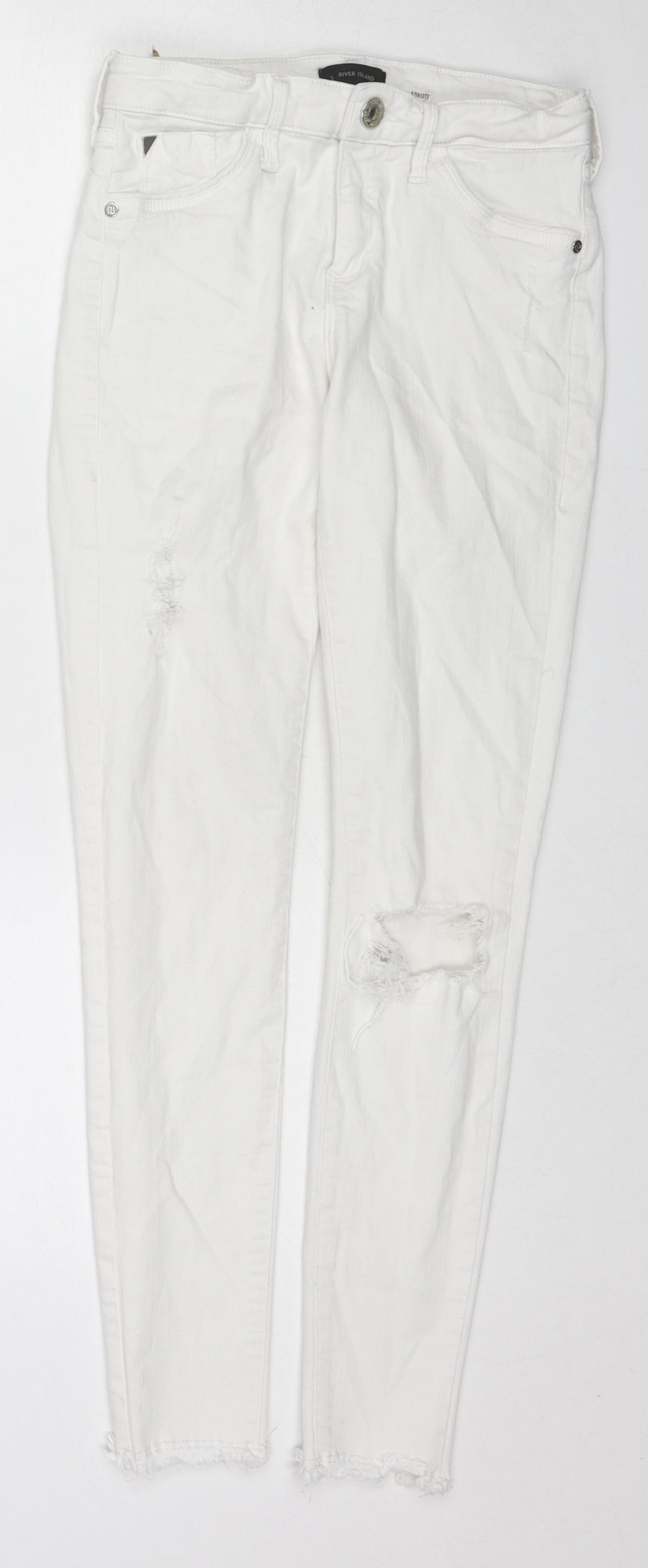 River Island Womens White Cotton Skinny Jeans Size 8 L27 in Regular Zip