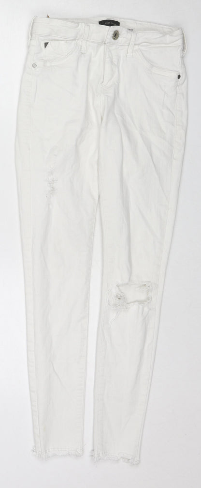 River Island Womens White Cotton Skinny Jeans Size 8 L27 in Regular Zip