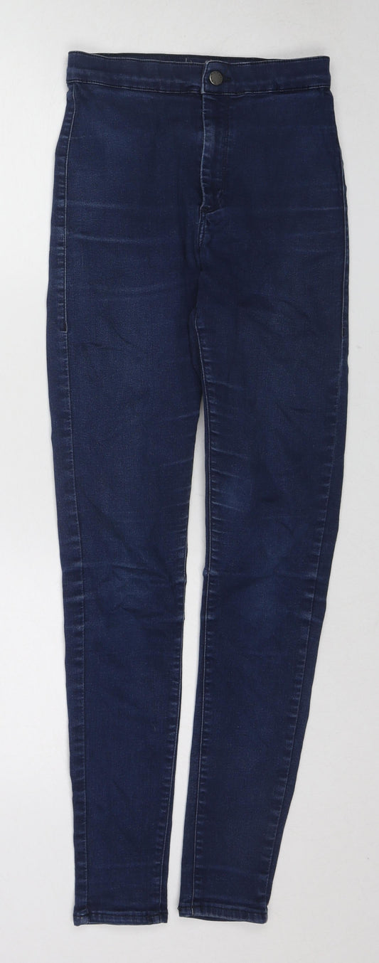 Topshop Womens Blue Cotton Skinny Jeans Size 28 L32 in Regular Zip