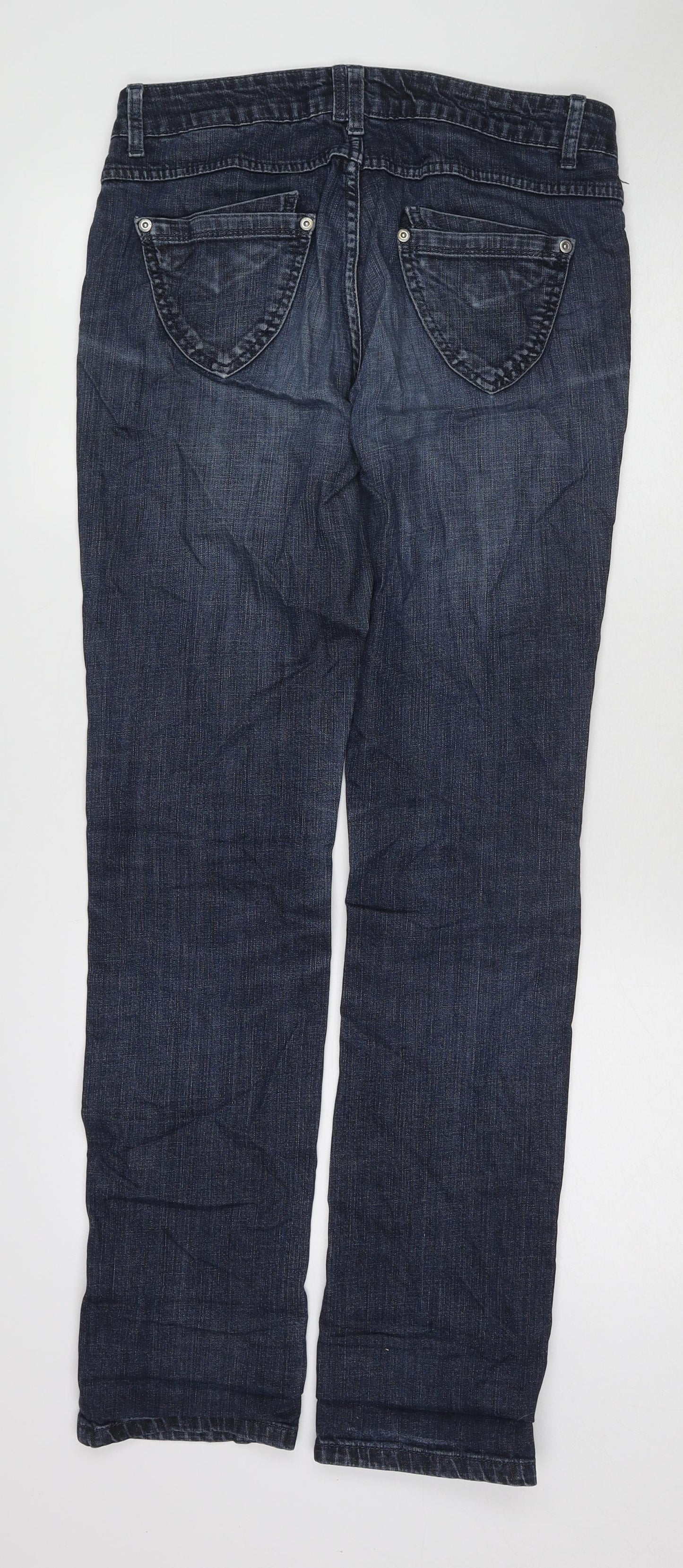 Indigo Womens Blue Cotton Straight Jeans Size 10 L32 in Regular Button