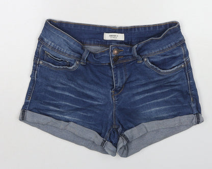 FOREVER 21 Womens Blue Cotton Hot Pants Shorts Size 21 in L3 in Regular Zip