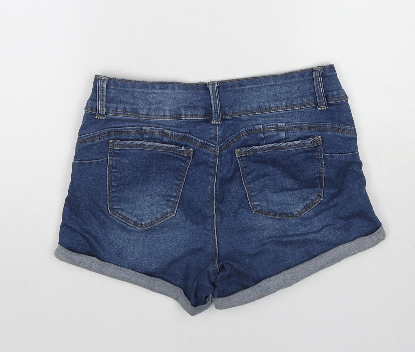 FOREVER 21 Womens Blue Cotton Hot Pants Shorts Size 21 in L3 in Regular Zip