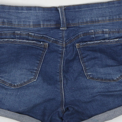 FOREVER 21 Womens Blue Cotton Hot Pants Shorts Size 21 in L3 in Regular Zip