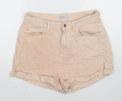 Denim & Co. Womens Beige Cotton Mom Shorts Size 12 L3 in Regular Zip