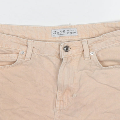 Denim & Co. Womens Beige Cotton Mom Shorts Size 12 L3 in Regular Zip