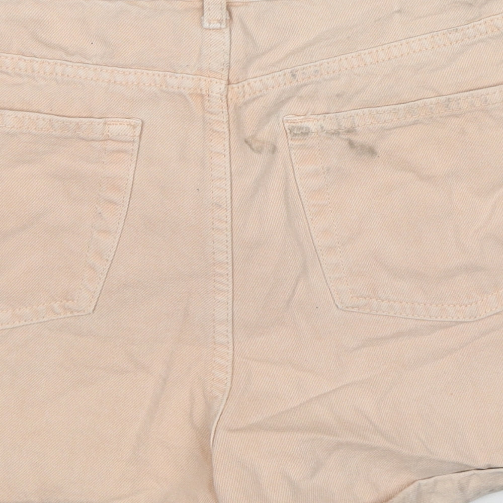 Denim & Co. Womens Beige Cotton Mom Shorts Size 12 L3 in Regular Zip