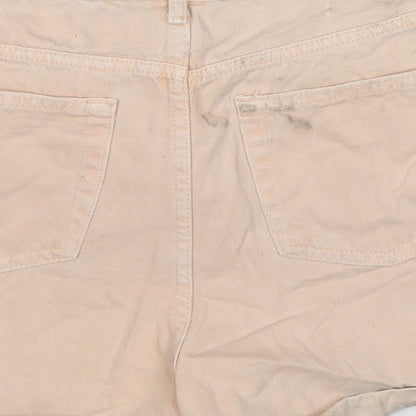 Denim & Co. Womens Beige Cotton Mom Shorts Size 12 L3 in Regular Zip