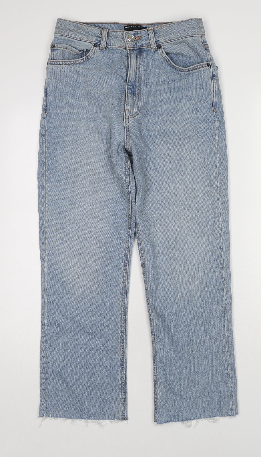 ASOS Womens Blue Cotton Straight Jeans Size 28 L30 in Regular Zip - Raw Hem