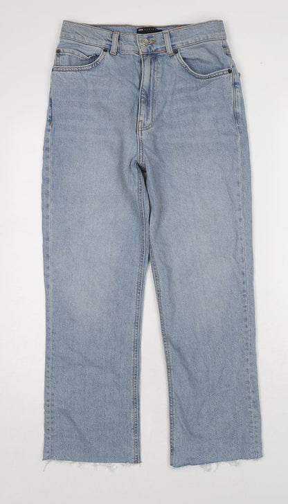 ASOS Womens Blue Cotton Straight Jeans Size 28 L30 in Regular Zip - Raw Hem