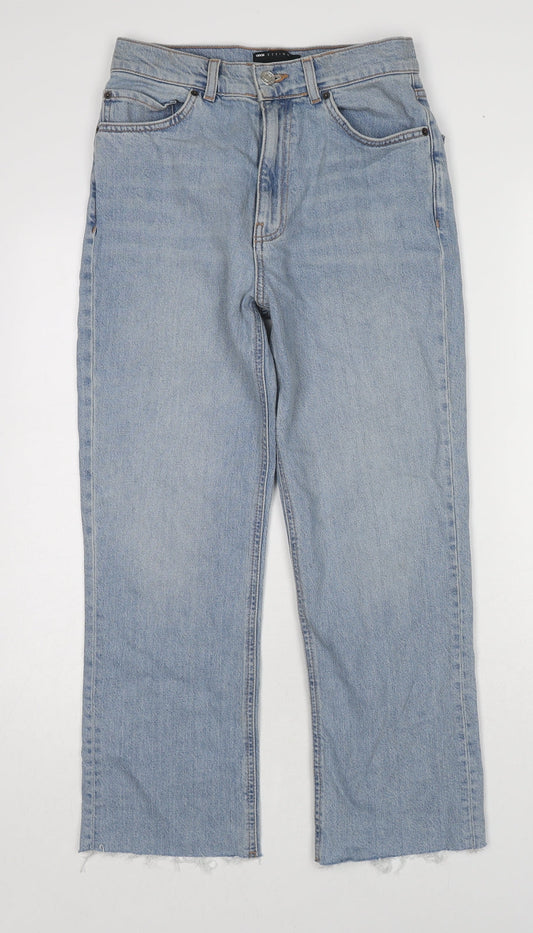 ASOS Womens Blue Cotton Straight Jeans Size 28 L30 in Regular Zip - Raw Hem