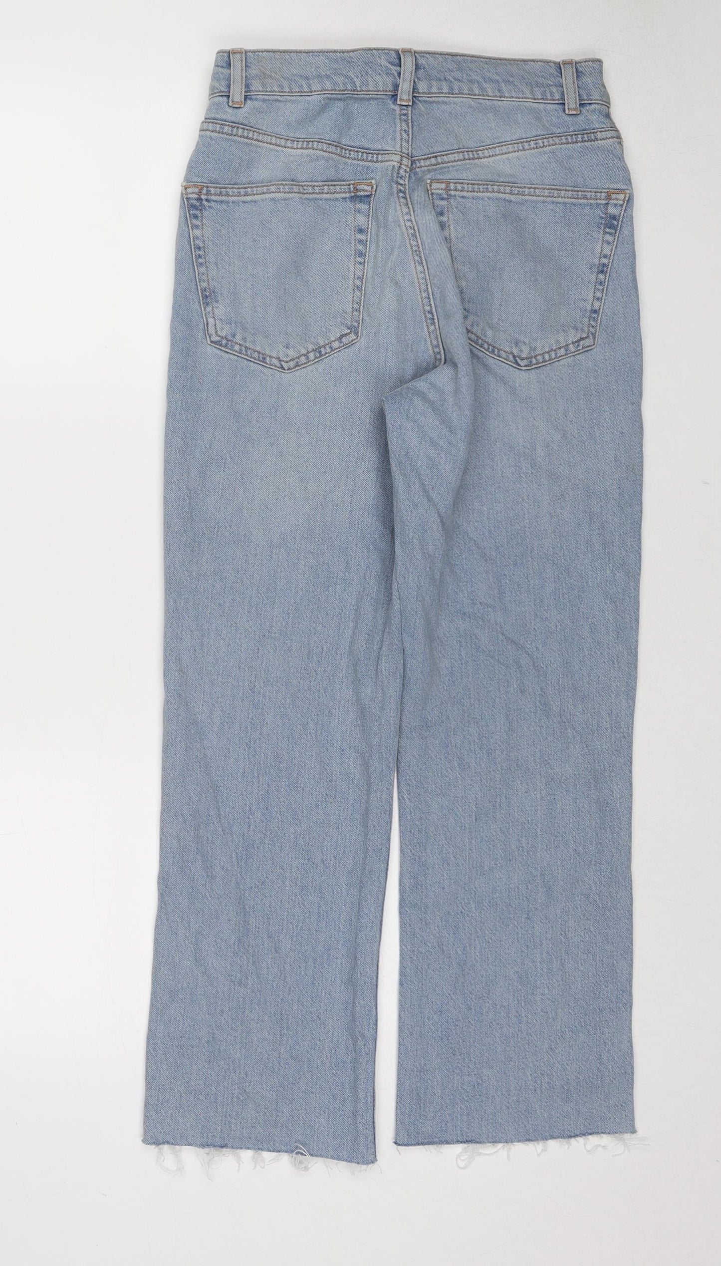 ASOS Womens Blue Cotton Straight Jeans Size 28 L30 in Regular Zip - Raw Hem