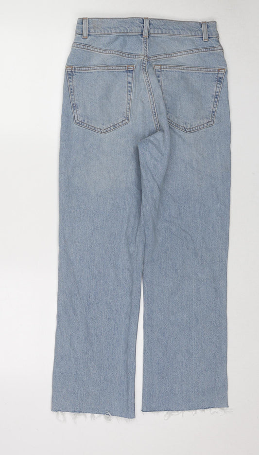 ASOS Womens Blue Cotton Straight Jeans Size 28 L30 in Regular Zip - Raw Hem