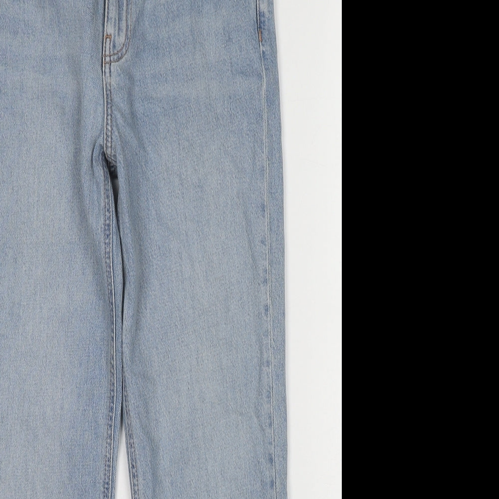 ASOS Womens Blue Cotton Straight Jeans Size 28 L30 in Regular Zip - Raw Hem