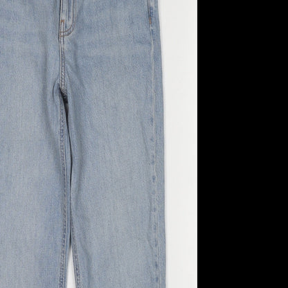 ASOS Womens Blue Cotton Straight Jeans Size 28 L30 in Regular Zip - Raw Hem