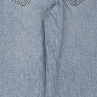 ASOS Womens Blue Cotton Straight Jeans Size 28 L30 in Regular Zip - Raw Hem
