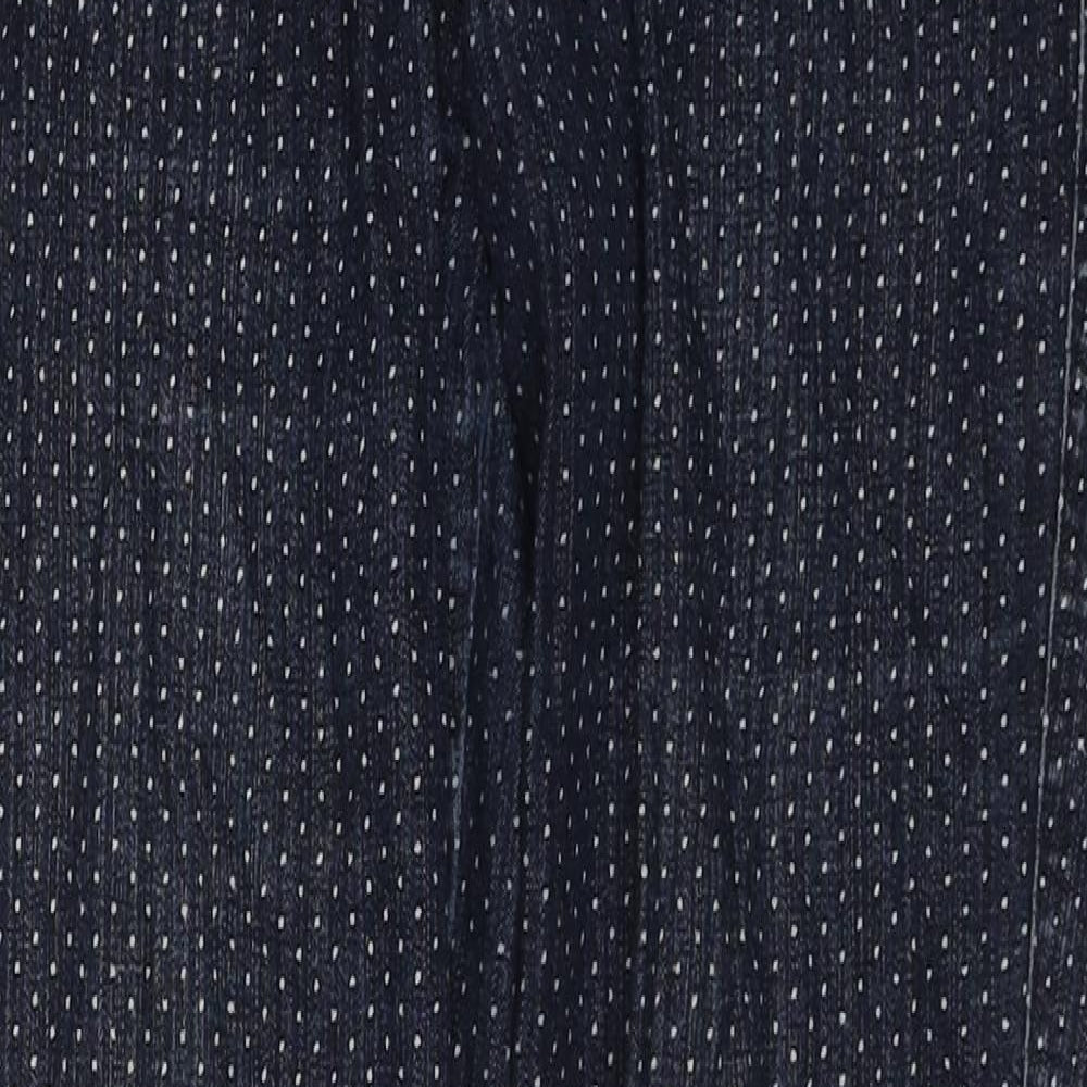 Cotton Traders Womens Blue Polka Dot Cotton Straight Jeans Size 10 L27 in Regular Zip
