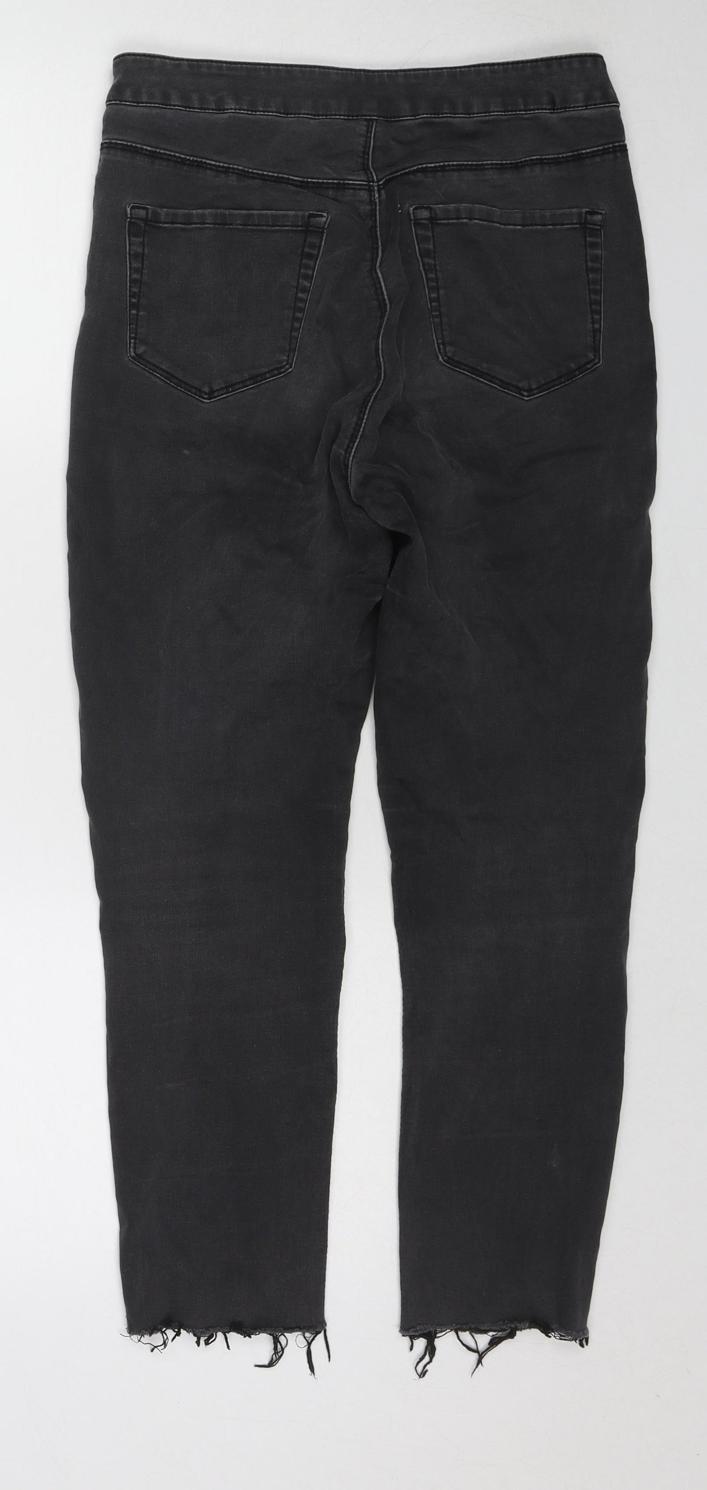 New Look Womens Black Cotton Skinny Jeans Size 10 L24 in Regular Zip - Raw Hem