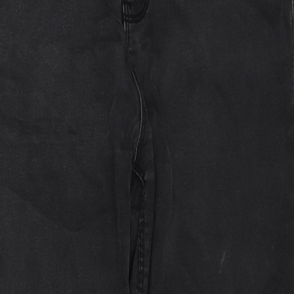 New Look Womens Black Cotton Skinny Jeans Size 10 L24 in Regular Zip - Raw Hem