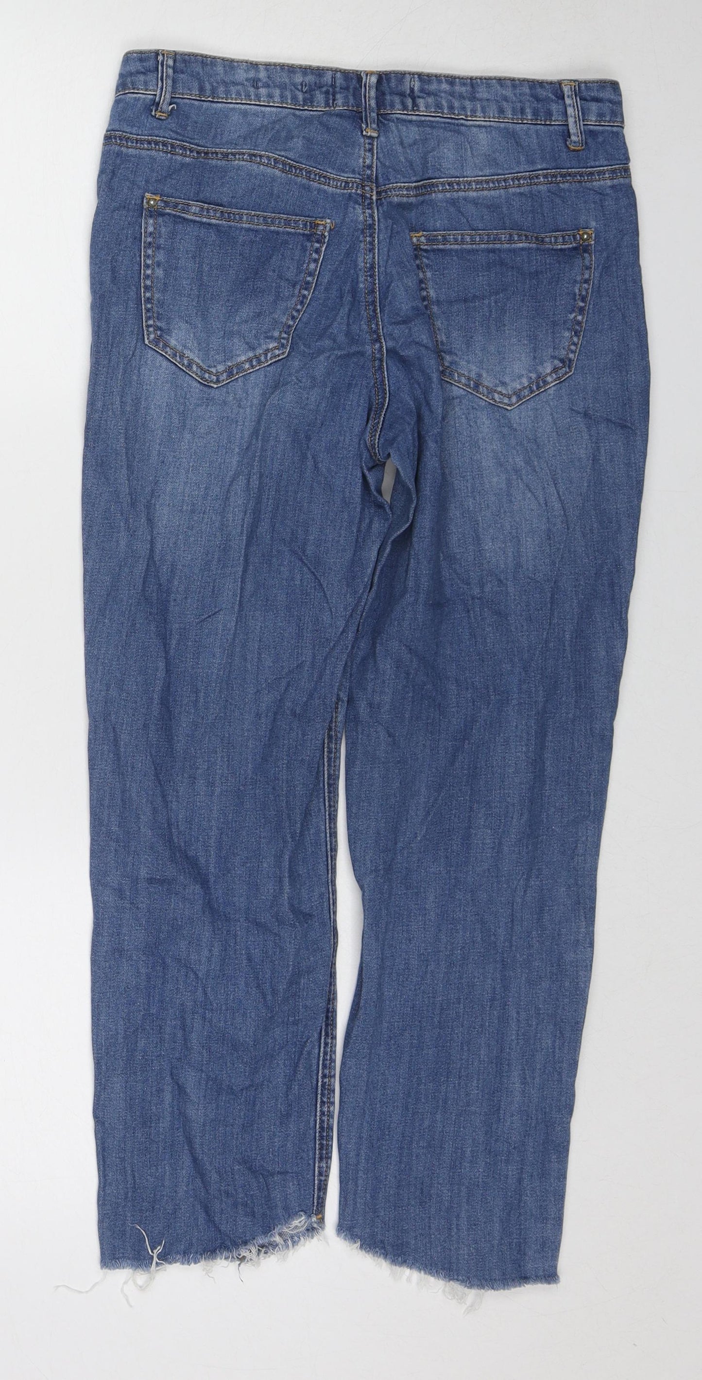 New Look Womens Blue Cotton Straight Jeans Size 8 L23 in Regular Zip