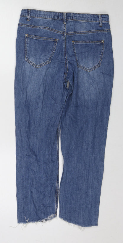 New Look Womens Blue Cotton Straight Jeans Size 8 L23 in Regular Zip