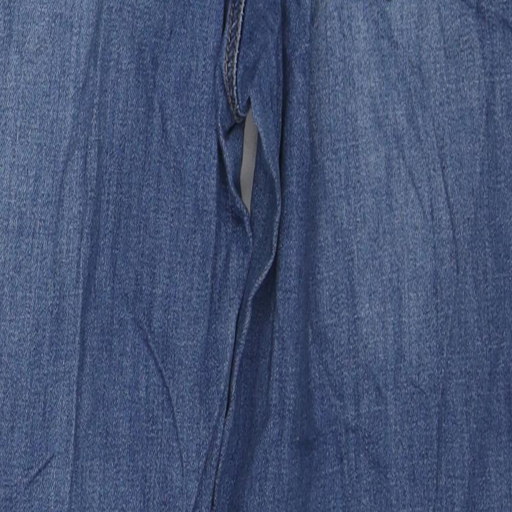 New Look Womens Blue Cotton Straight Jeans Size 8 L23 in Regular Zip