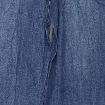 New Look Womens Blue Cotton Straight Jeans Size 8 L23 in Regular Zip