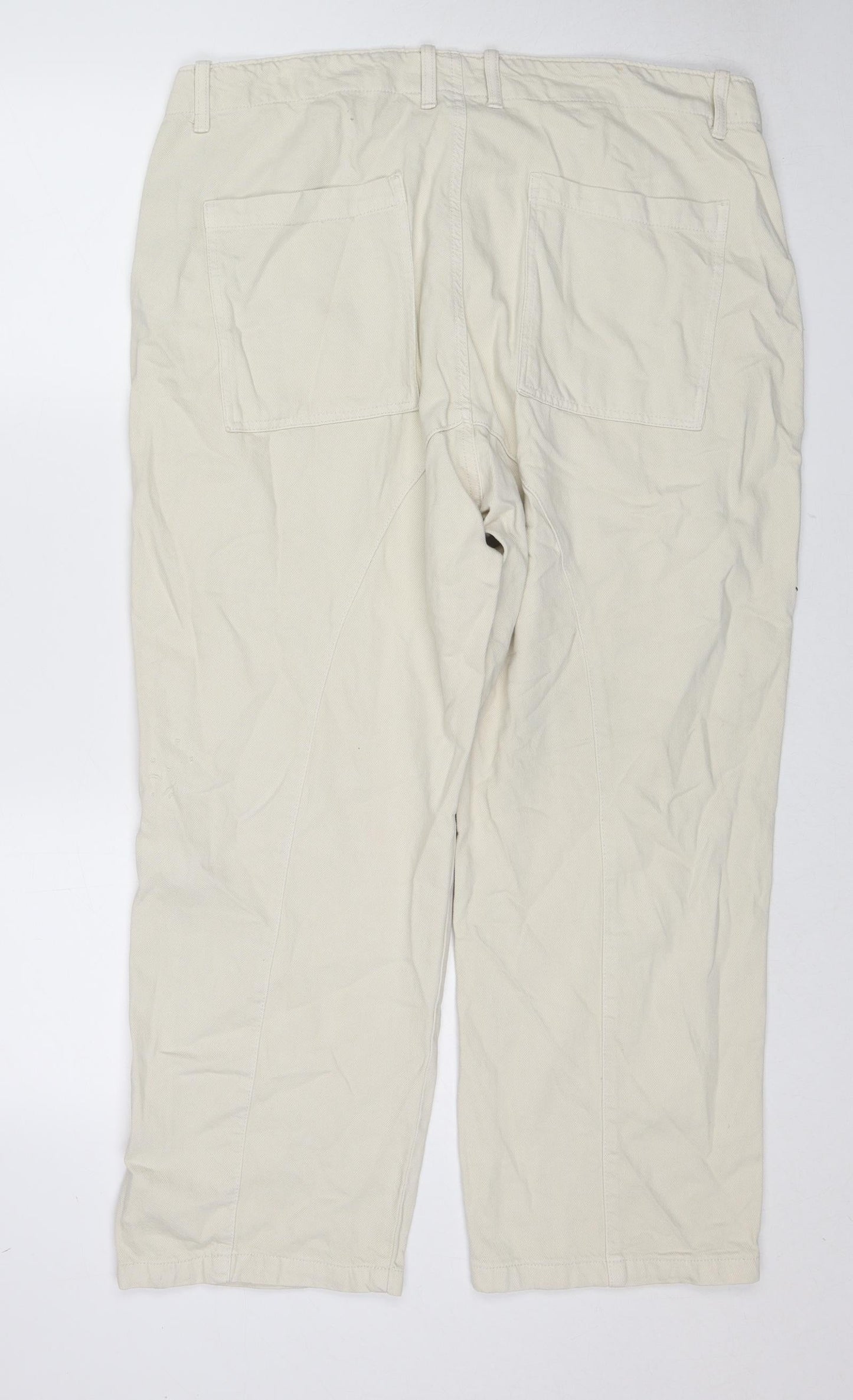 Zara Womens Ivory Cotton Straight Jeans Size 2XL L25 in Regular Zip