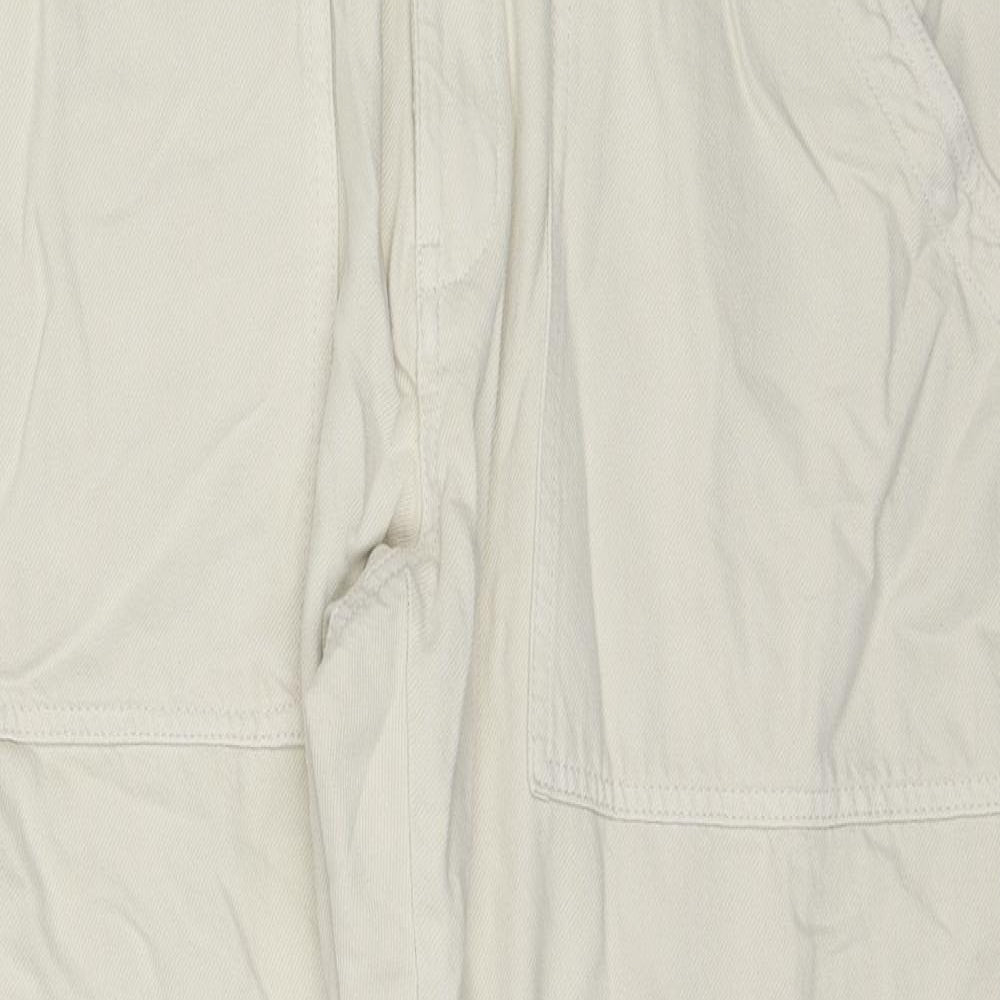 Zara Womens Ivory Cotton Straight Jeans Size 2XL L25 in Regular Zip