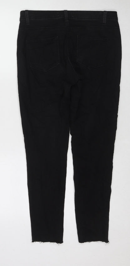 Denim & Co. Womens Black Cotton Skinny Jeans Size 12 L25 in Regular Zip - Frayed Hem