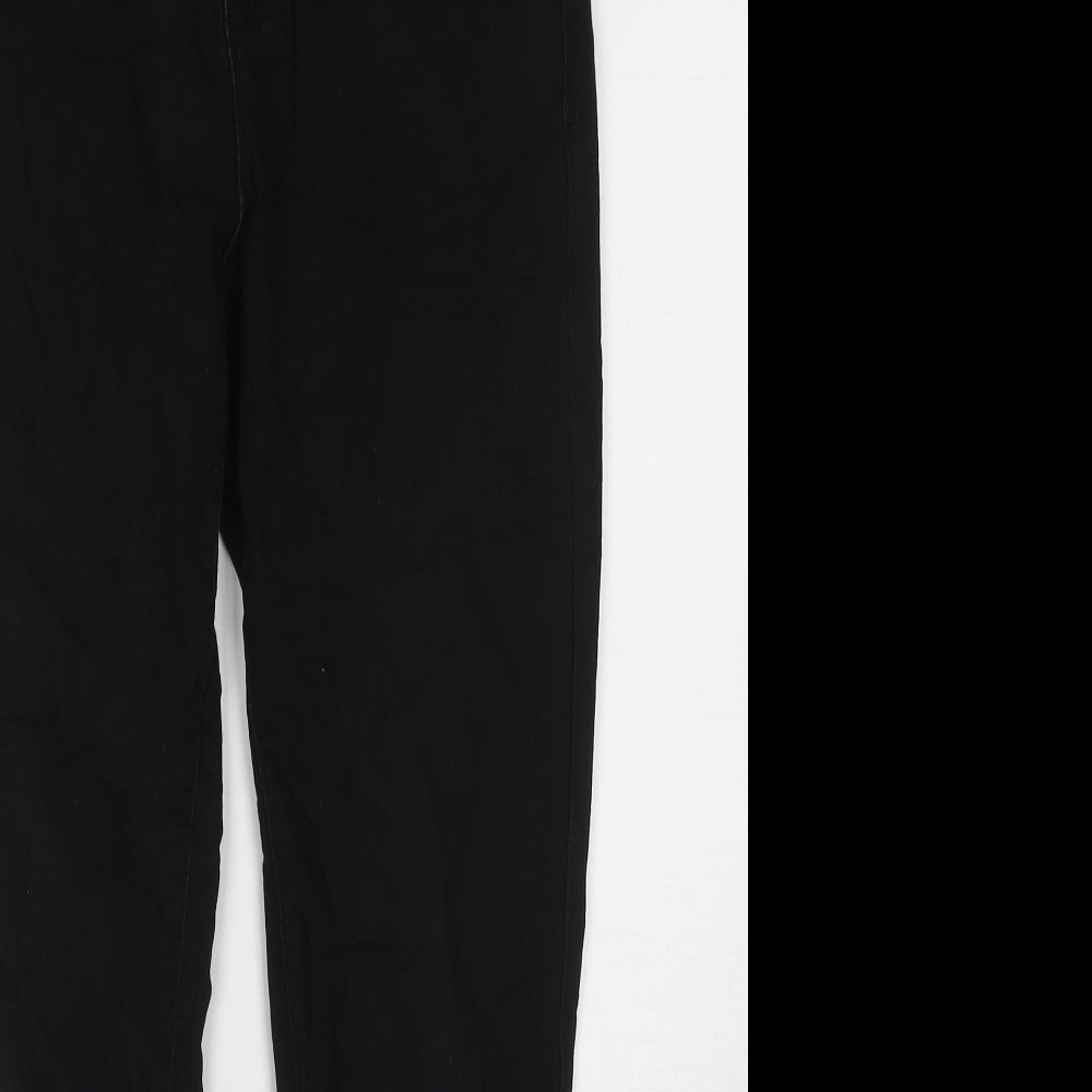 Denim & Co. Womens Black Cotton Skinny Jeans Size 12 L25 in Regular Zip - Frayed Hem