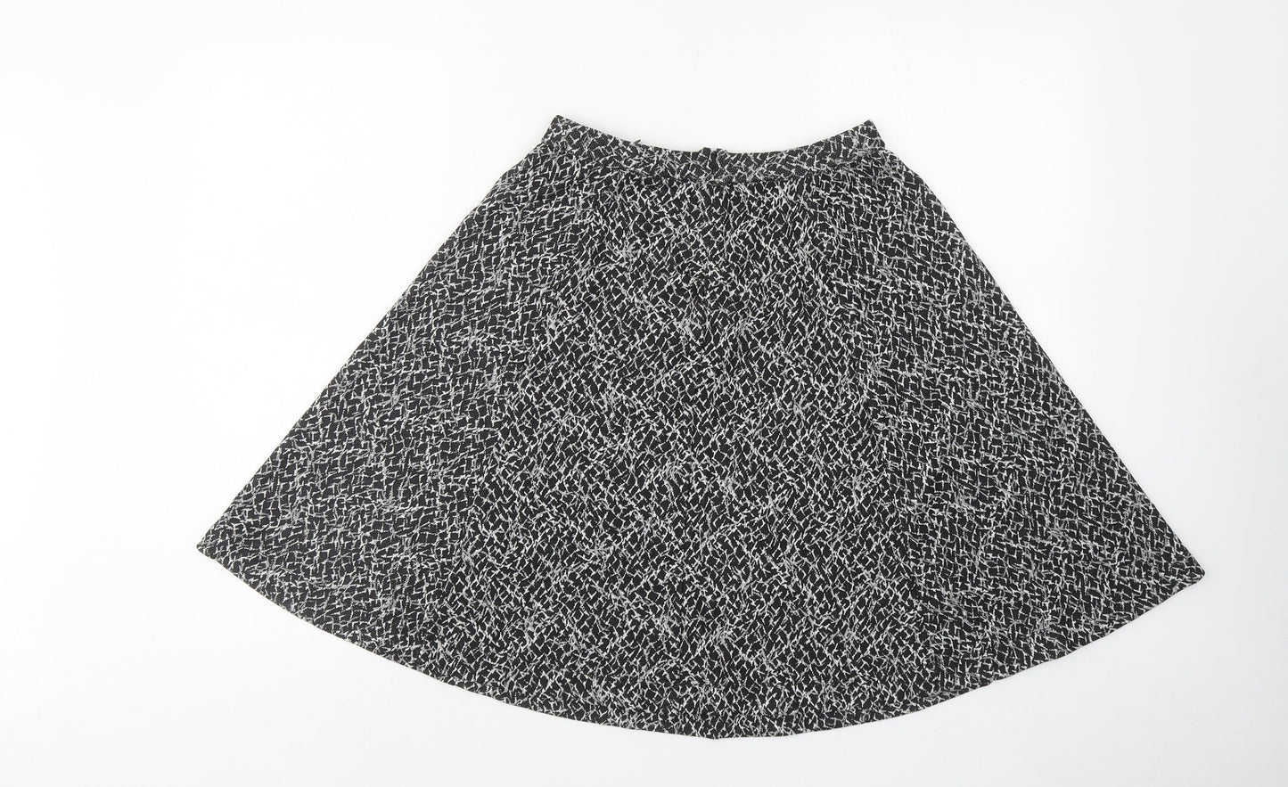 Great Plains Womens Black Geometric Polyester Swing Skirt Size 10 Zip