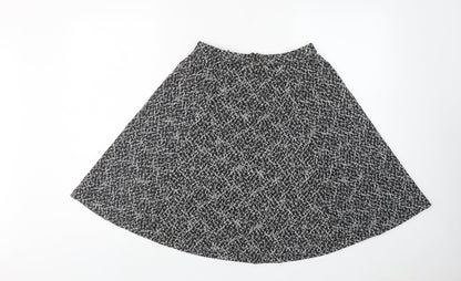 Great Plains Womens Black Geometric Polyester Swing Skirt Size 10 Zip
